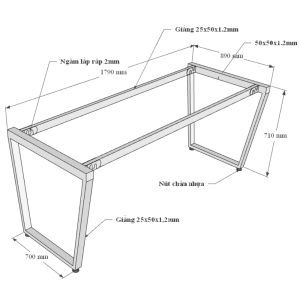 Chân sắt lắp ráp cho mặt bàn họp 180x90cm