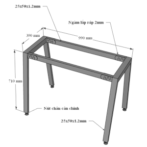 Bàn làm việc 100x60 Aton Concept chân sắt lắp ráp