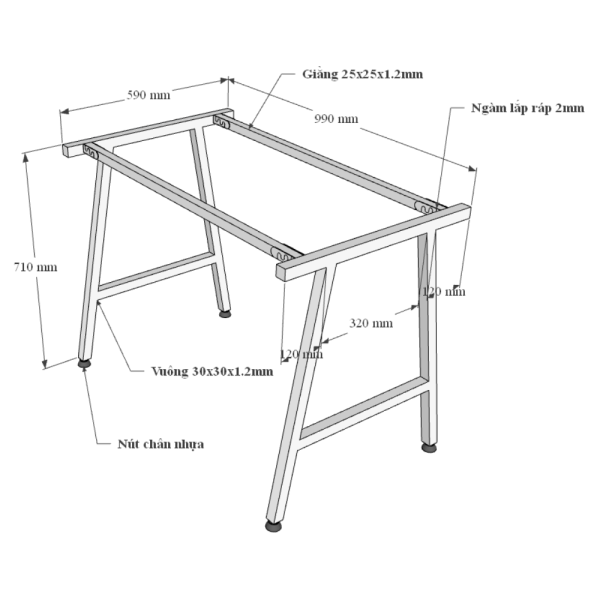 Bàn làm việc 120x60x75(cm) hệ Minimal chân chữ A lắp ráp SPD68194