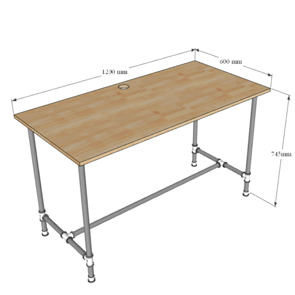 Bàn làm việc 120x60 hệ Pipe Concept lắp ráp