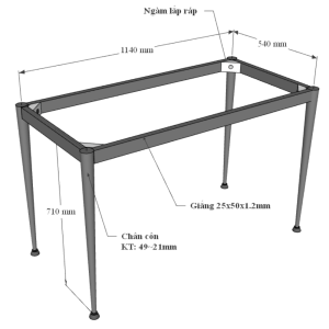Bàn làm việc 120x60cm gỗ tràm chân sắt lắp hệ CONE II HBCN027