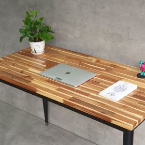 Bàn làm việc 120x60cm gỗ tràm chân sắt lắp hệ CONE II HBCN027