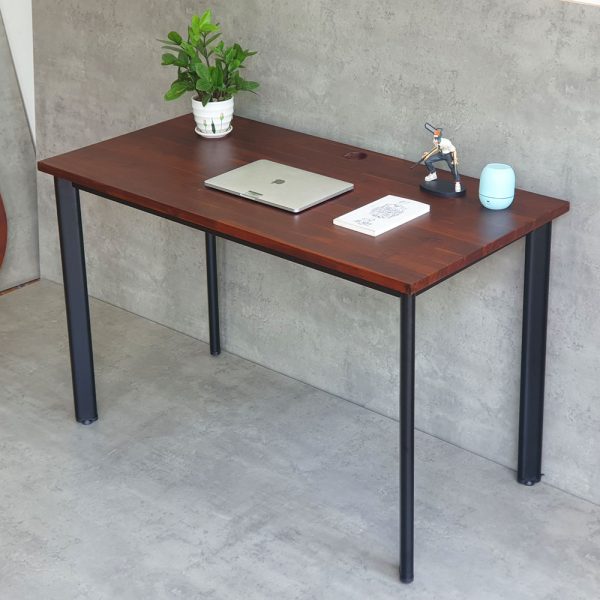 Bàn làm việc 120x60cm gỗ tràm chân sắt lắp ráp hệ Oval HBOV049