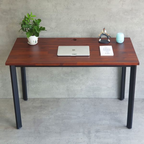 Bàn làm việc 120x60cm gỗ tràm chân sắt lắp ráp hệ Oval HBOV049