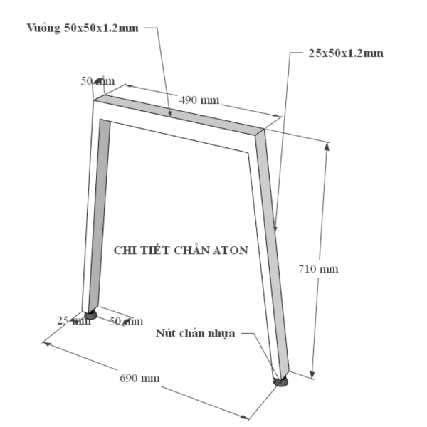 HBAT004 - Bàn làm việc 120x70 Aton Concept chân sắt lắp ráp