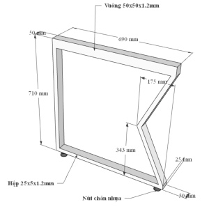 HBMC004 - Bàn làm việc 120x70 MConcept chân sắt lắp ráp