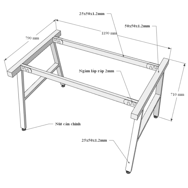 HBAC006 - Bàn làm việc 120x80 AConcept chân sắt lắp ráp