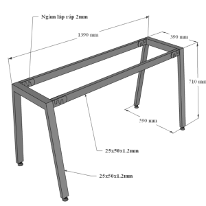 HBAT003 - Bàn làm việc 140x60 Aton Concept chân sắt lắp ráp