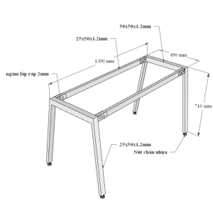 Bàn làm việc 140x70 Aton Concept chân sắt lắp ráp