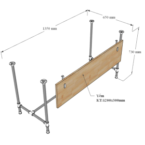 Bàn làm việc 140x70 hệ Pipe Concept lắp ráp