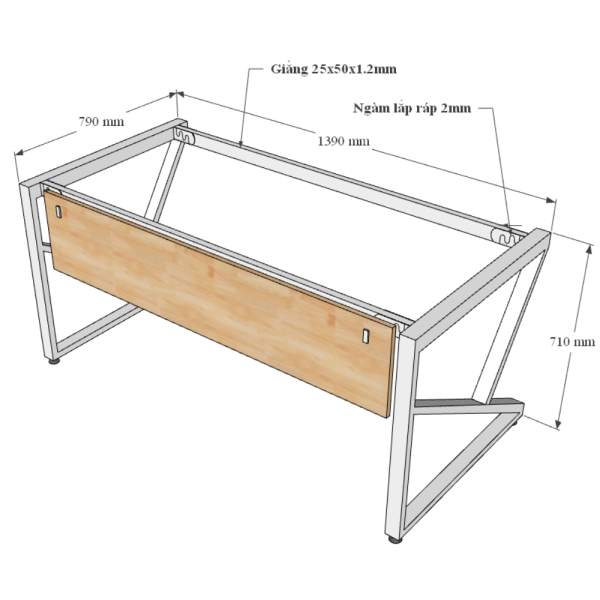 Bàn làm việc 140x80 KConcept chân sắt lắp ráp