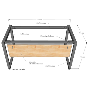 HBTC006 - Bàn làm việc 170x80 Rectang Concept lắp ráp