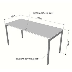 Bàn làm việc 160x70cm gỗ Plywood phủ melamin chân hệ SleanHBSL025