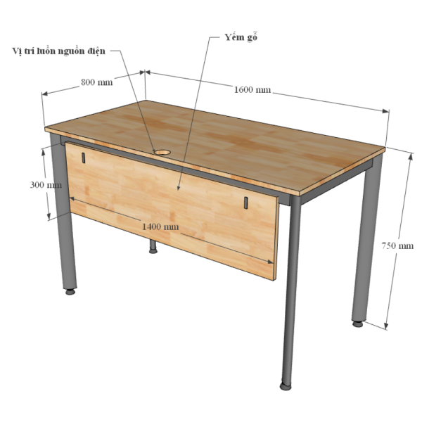 HBOV009 - Bàn họp 160x80 hệ Oval Concept lắp ráp