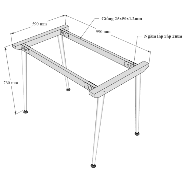 Bàn làm việc 60x100cm hệ CONE chân sắt lắp ráp