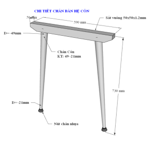 Bàn làm việc 60x100cm hệ CONE chân sắt lắp ráp