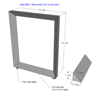 Bàn làm việc 60x100cm hệ Trian chân sắt tam giác