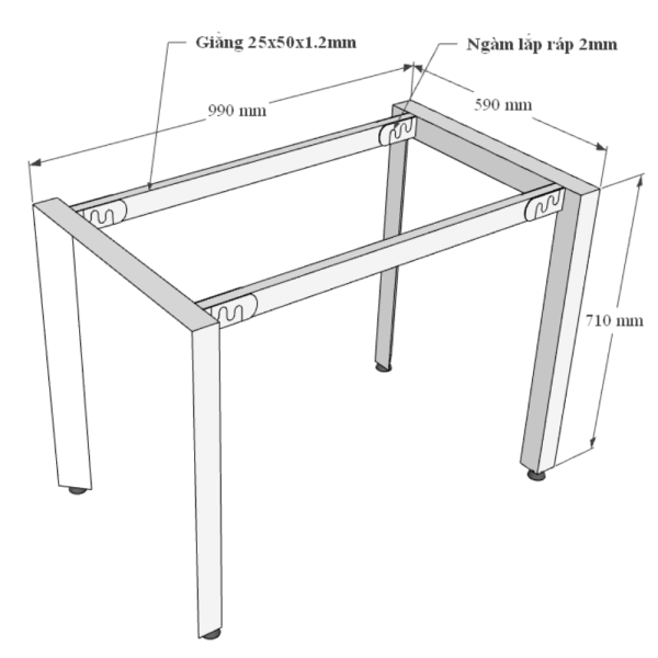 Bàn làm việc 60x100cm hệ Trian chân sắt tam giác