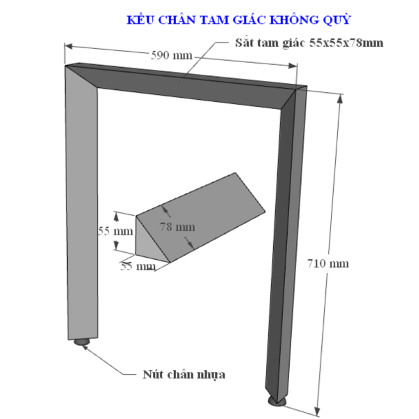 Bàn làm việc 120x60cm hệ Trian chân sắt tam giác HBTA002