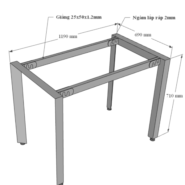 bàn làm việc 70x120cm hệ Trian chân sắt tam giác