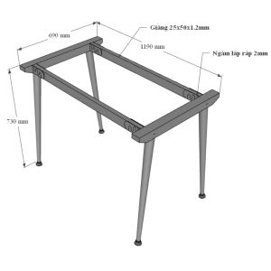 Bàn làm việc 70x120cm hệ CONE chân sắt lắp ráp