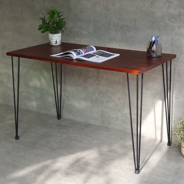Bàn làm việc 120x60cm gỗ tràm chân sắt hairpin hệ Wooden HBWD024