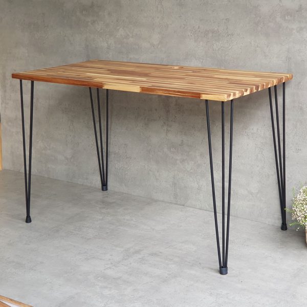 Bàn làm việc 120x60cm gỗ tràm chân sắt hairpin hệ Wooden HBWD024