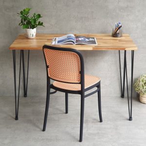 Bàn làm việc 120x60cm gỗ tràm chân sắt hairpin hệ Wooden HBWD024