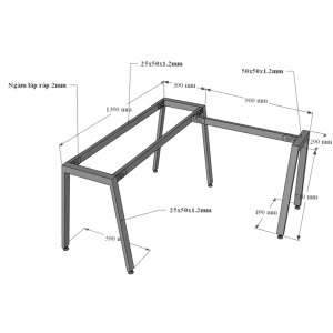 HBAT016 - Bàn chữ L 140x140 Aton Concept chân sắt lắp ráp