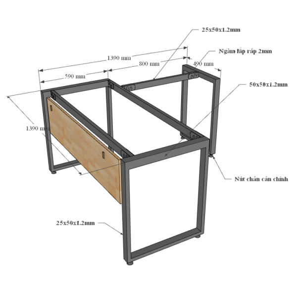 Chi tiết kích thước bàn làm việc chữ L 140x150cm