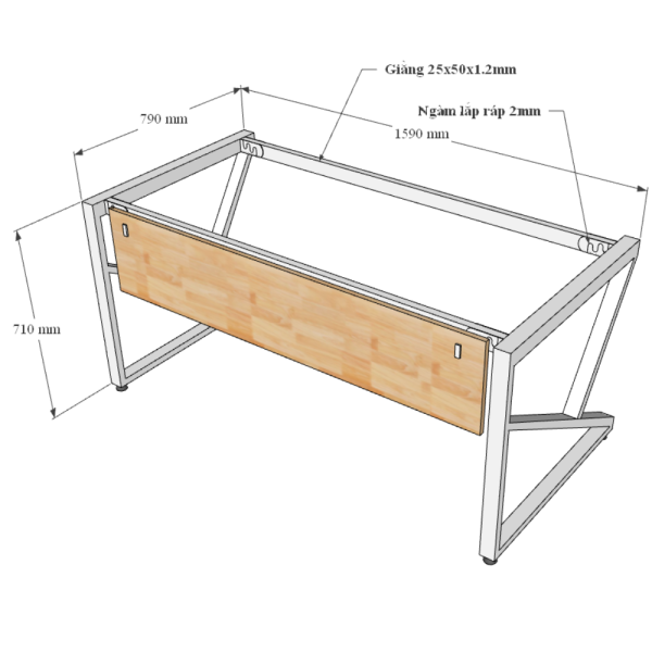 Bàn chữ L 160x80cm gỗ Plywood màu bê tông chân sắt hệ Kconcept HBKC034