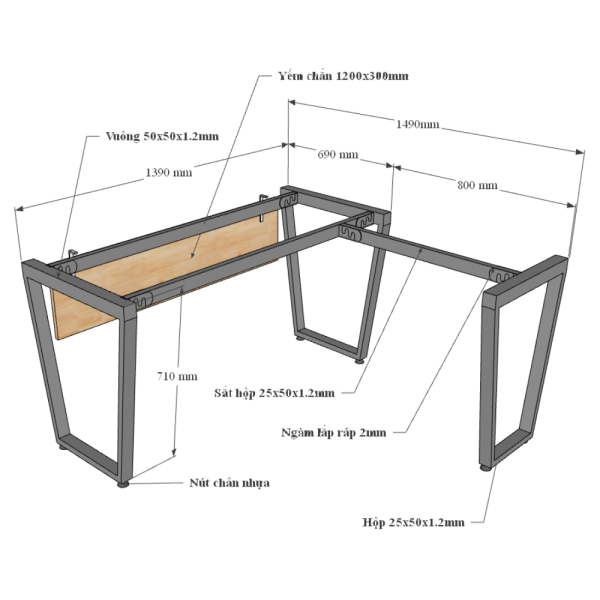 Kích thước bàn làm việc chữ L