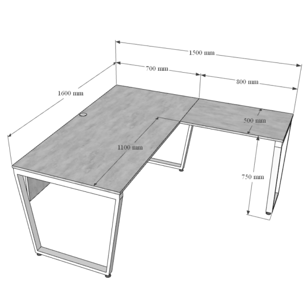 Bàn chữ L 160x150cm gỗ Plywood phủ melamin chân sắt Trapeze HBTC039