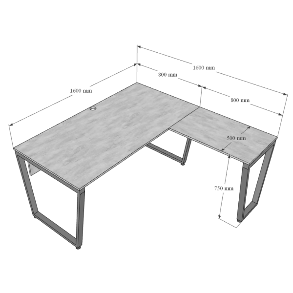 Kích thước bàn làm việc chữ L 160x160cm
