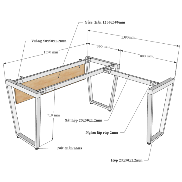 Kích thước bàn làm việc chữ L
