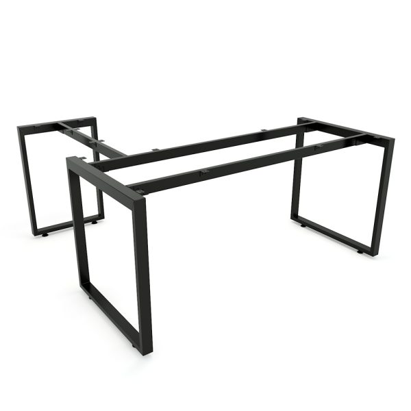 Bàn chữ L gỗ tràm 160x140cm chân sắt lắp ráp hệ Wooden HBWD016