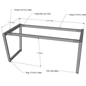 Bàn làm việc 140x80cm gỗ Plywood phủ melamin chân sắt Trapeze HBTC032