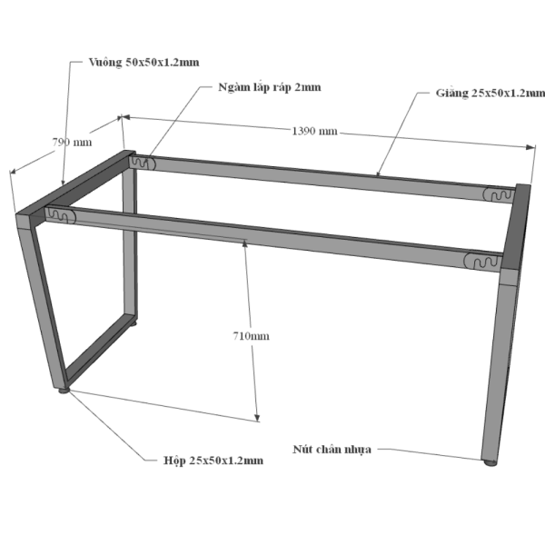 Bàn làm việc 140x80cm gỗ Plywood phủ melamin chân sắt Trapeze HBTC032