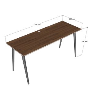 Bàn làm việc 160x60cm gỗ cao su chân sắt hệ Đa Giác HDG006