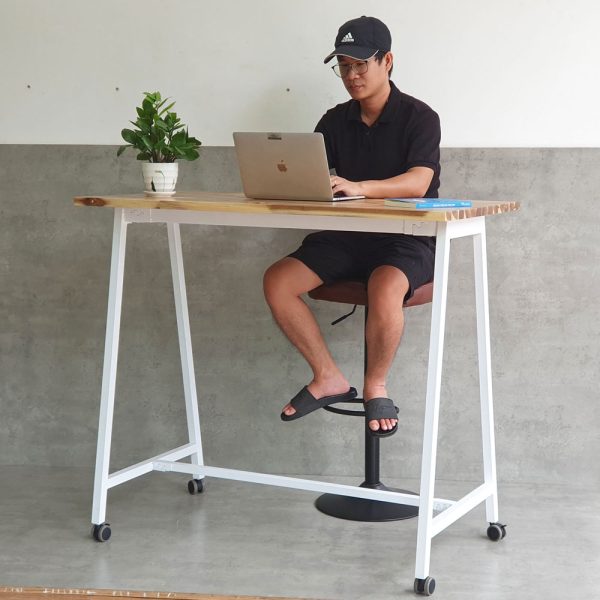 Bàn đứng di động 120x60x105cm gỗ tràm chân sắt lắp ráp FOS014