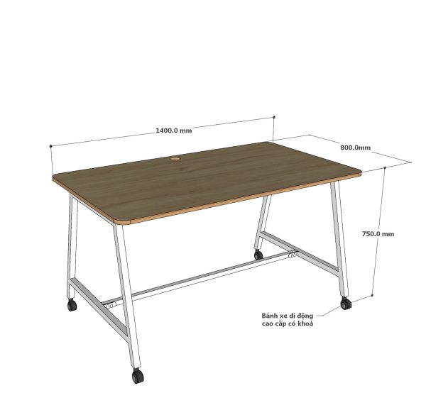 ban lam viec fos 140x50cm go plywood chan sat di dong 9