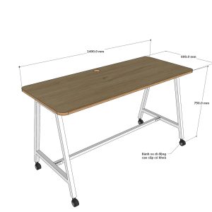 Bàn làm việc di động 140x60cm gỗ plywood chân sắt hệ bàn FOS FOS002