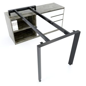 HBTA021 - Bàn giám đốc 160x140cm (mặt bàn 70) hệ Trian chân sắt tam giác