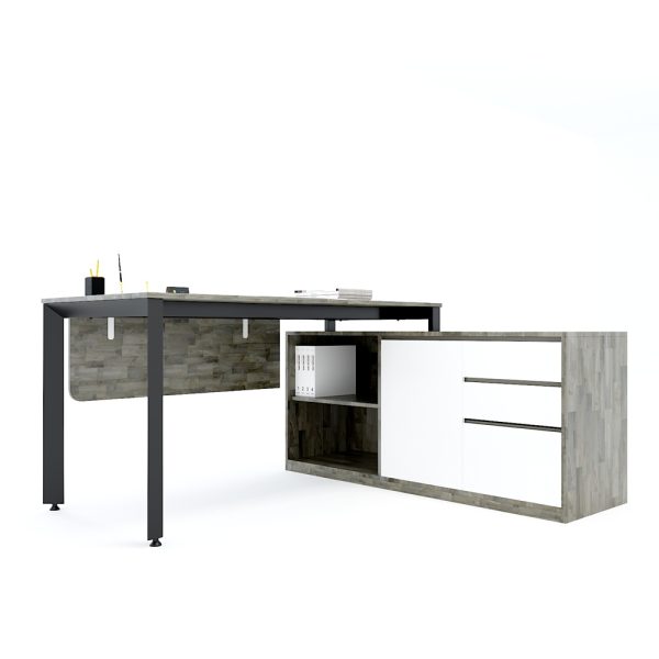 HBTA021 - Bàn giám đốc 160x140cm (mặt bàn 70) hệ Trian chân sắt tam giác
