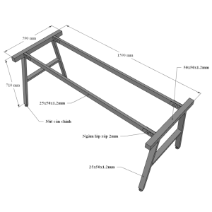 Bàn làm việc 160x60cm gỗ cao su chân sắt Aconcept HBAC026