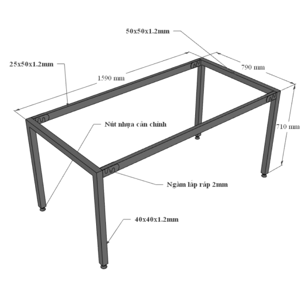 Bàn làm việc 160x80cm gỗ Plywood màu bê tông chân sắt Uconcept HBUC044