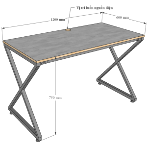 Bàn làm việc gỗ Plywood 120x60x75(cm) chân sắt lắp ráp