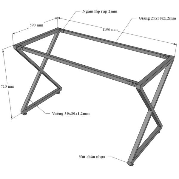 Bàn làm việc gỗ Plywood 120x60x75(cm) chân sắt lắp ráp