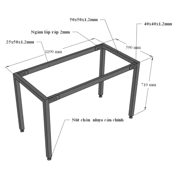 Bàn làm việc 120x60cm gỗ Plywood màu bê tông chân Uconcept HBUC039