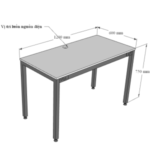 Bàn làm việc 120x60cm gỗ Plywood màu bê tông chân Uconcept HBUC039